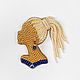 Beaded brooch blonde girl with braids in blue, girl with dreadlocks, Brooches, Smolensk,  Фото №1