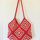 Order  Bag knitted red granny square. Lace knitting workshop. Lidiya.. Livemaster. . Crossbody bag Фото №3