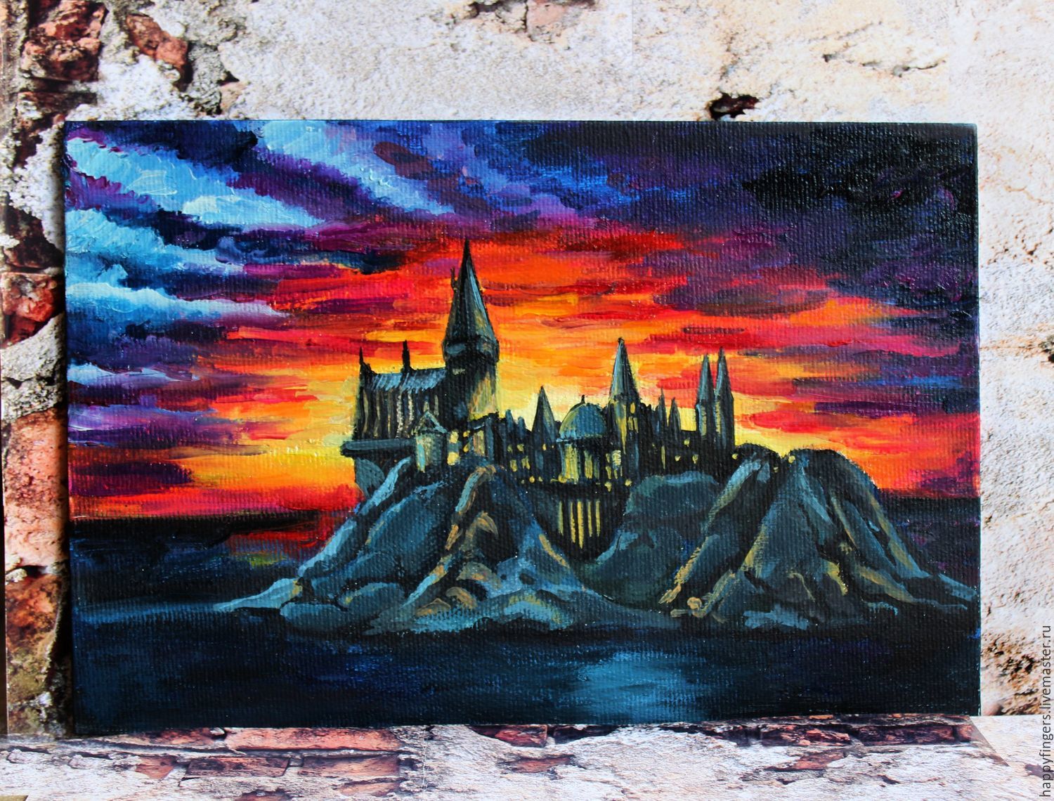 Oil painting "Sunset over Hogwarts" Harry Potter Hogwarts – купить на
