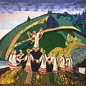 Для дома и интерьера handmade. Livemaster - original item Pachwork blanket "Sacred Spring" based on the paintings of Roerich. Handmade.