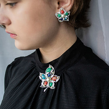 Винтаж ручной работы. Ярмарка Мастеров - ручная работа Винтаж: Комплект SARAH COVENTRY 1967 "Fantasy" Брошь Клипсы-серьги. Handmade.