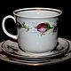 Beautiful tea troika with rosebuds, Ilmenau, Germany, Vintage mugs, Moscow,  Фото №1