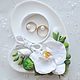 Тарелочка для колец с белой орхидеей из полимерной глины, Подушечки для колец, Курск,  Фото №1