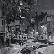 Картины и панно handmade. Livemaster - original item Acrylic painting winter landscape black and white city. Handmade.