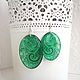 Transparent Oval Earrings Emerald Green Paisley Pattern India, Earrings, Taganrog,  Фото №1