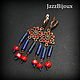 Серьги  с лазуритом и кораллом. Серьги классические. JazzBijoux ДжазБижу (Елена Сафронова). Ярмарка Мастеров.  Фото №5