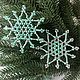 Снежинки из бисера и стекляруса Изумрудно-серебристые (набор 8шт.). Елочные игрушки. Наталья (NATALYSHA). Ярмарка Мастеров.  Фото №9