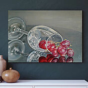 Картины и панно handmade. Livemaster - original item Painting grapes still life glass glass hyperrealism oil. Handmade.