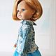 Order Grey-blue blouse with a pattern for Paula Reina doll. FH. Livemaster. . Clothes for dolls Фото №3