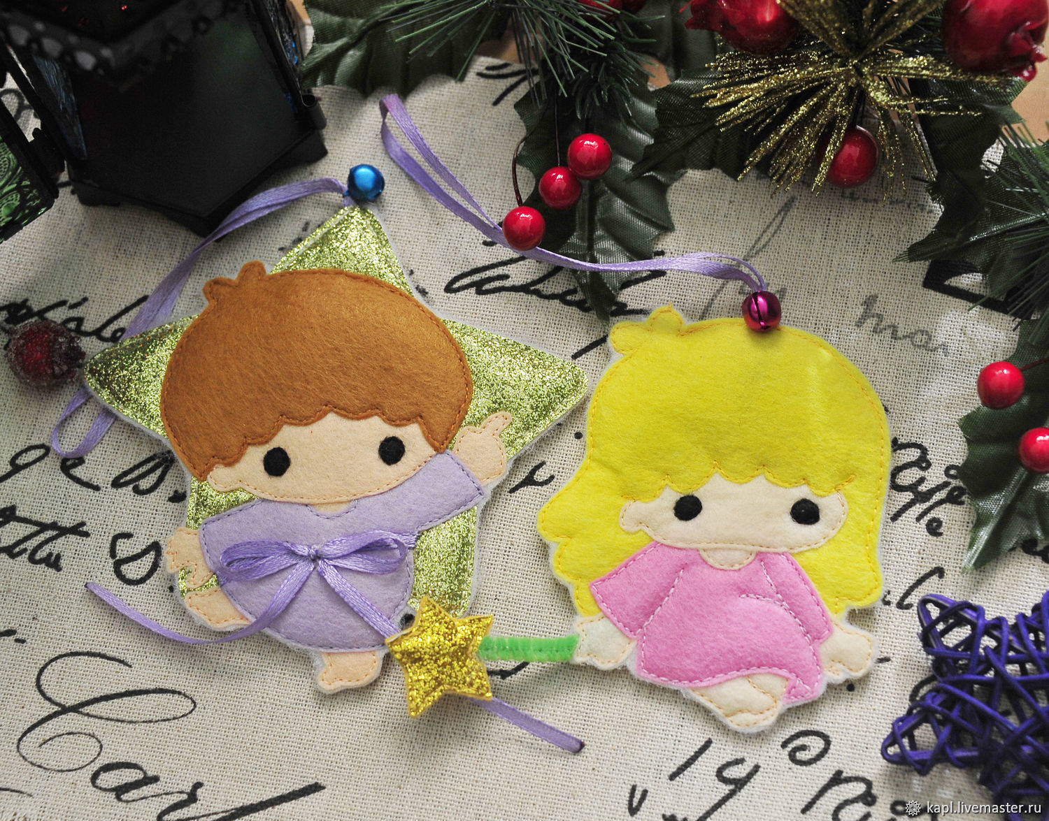 Toys on the Christmas tree felt kit pair, Christmas decorations, Kyzyl,  Фото №1