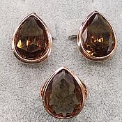 Украшения handmade. Livemaster - original item Diaspore (sultanite) earrings and ring with rhodium plated gold. Handmade.