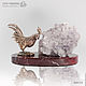 Bronze Cock with Geode agate with amethyst drosou on marble. Stones. Miner premium - Ltd Moscow (mineralpremium). Online shopping on My Livemaster.  Фото №2