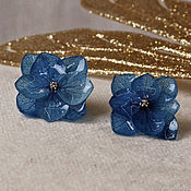 Серьги-пусеты: готические серебряные серьги цветок из гортензии