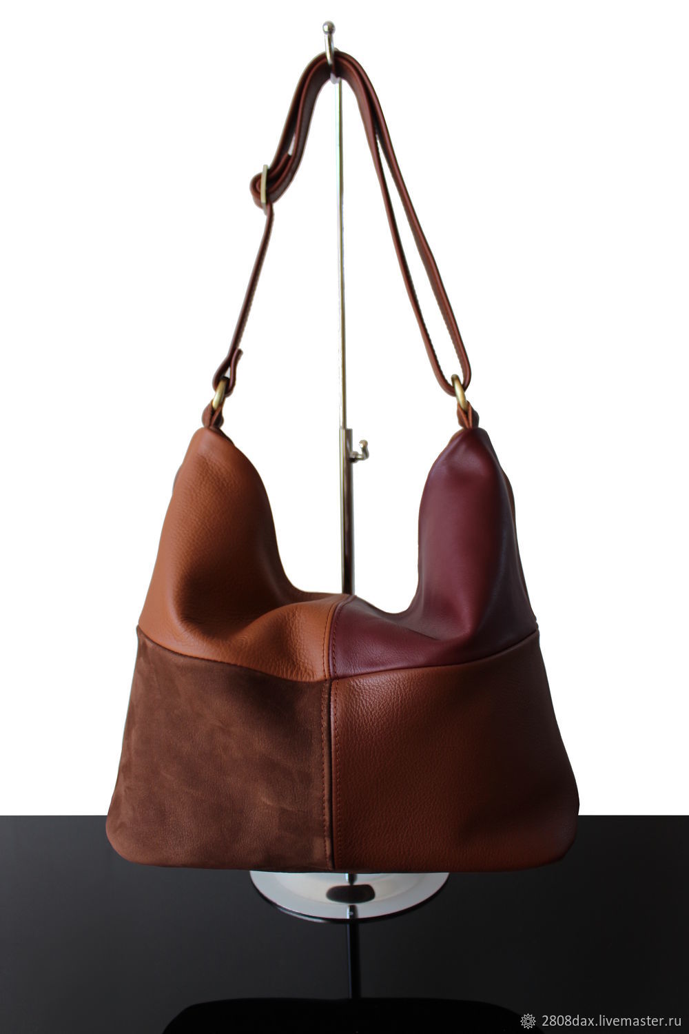 Bag: Large Brown Leather Patchwork Bag, Sacks, Bordeaux,  Фото №1