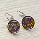 Серьги Коричневые с цветочками. Серьги классические. Djayajewel. Ярмарка Мастеров.  Фото №4