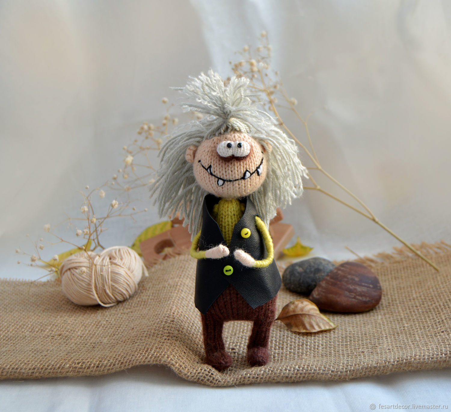 Forest Chucha 'Vasya' knitted with knitting needles, Stuffed Toys, Lipetsk,  Фото №1