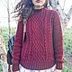 Jumper, sweater "RED WINE" from the Italian merino wool. Sweaters. Dobryy_vyaz. My Livemaster. Фото №4