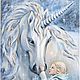 Белый единорог Белый конь Белая Лошадь Конь и Девочка девушка Картина в единственном экземпляре. 
Художник Юлия Ольховая