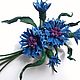 Order Brooch made of leather Corsage of cornflowers. Shagree (Shagree). Livemaster. . Brooches Фото №3