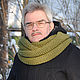 Мужской шарф-снуд цвета хаки  (полушерсть), Шарфы, Рязань,  Фото №1