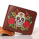 Кожаный кошелек с черепом Sugar Skull, кошелек натуральная кожа, Кошельки, Санкт-Петербург,  Фото №1