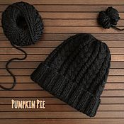 Аксессуары handmade. Livemaster - original item Men`s black merino hat and alpaca 