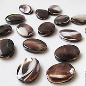 Материалы для творчества handmade. Livemaster - original item Mother of pearl brown flat oval beads. Handmade.