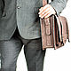 Leather briefcase 'French' brown. Brief case. Russian leather Guild. My Livemaster. Фото №4
