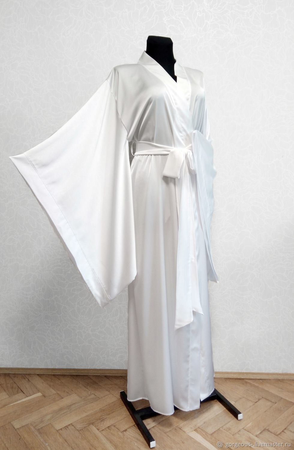 long satin white robe