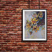 Картины и панно handmade. Livemaster - original item Pictures: Interior painting Abstract flowers (sunflower yellow). Handmade.