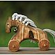 Деревянная лошадка-игрушка на колёсиках. Мягкие игрушки. Ветки-Нитки. Интернет-магазин Ярмарка Мастеров.  Фото №2