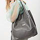 Genuine Leather Shopper Bag Grey Leather String Bag, Shopper, Moscow,  Фото №1