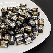 Материалы для творчества handmade. Livemaster - original item Beads Black Lip Mosaic Cylinder 13h9mm. Handmade.