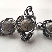 Кольцо серебро 925 нефрит скань зернь 16-16,5