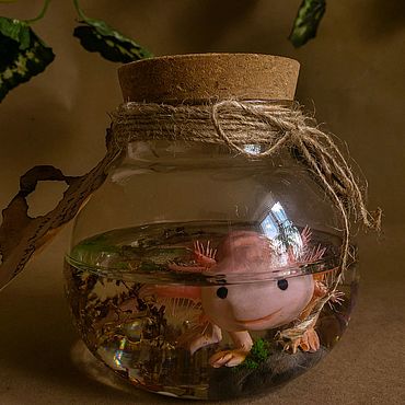 Для дома и интерьера ручной работы. Ярмарка Мастеров - ручная работа Колба/банка с декором аксолотль и эпоксидной смолой. Handmade.