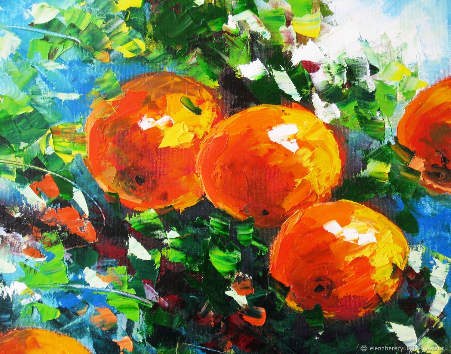 Orange painting Kitchen wall art Dining room decor Orange tree artwork