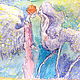 Картина ангел с крыльями, акварель, сказка "Предчувствие...", Картины, Астрахань,  Фото №1