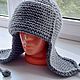 Шапка-ушанка вязаная из шерсти серая. Шапка-ушанка. AccessoriesWool мягко и комфортно. Ярмарка Мастеров.  Фото №7