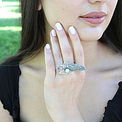 Украшения handmade. Livemaster - original item Anamitra ring with turquoise made of 925 sterling silver HM0015. Handmade.