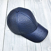 Аксессуары handmade. Livemaster - original item Baseball cap made of genuine ostrich leather in blue.. Handmade.