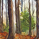 Акварельная картина Осенний лес. Стволы деревьев, Картины, Москва,  Фото №1