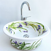 Для дома и интерьера handmade. Livemaster - original item Sink with painted Irises. Handmade.