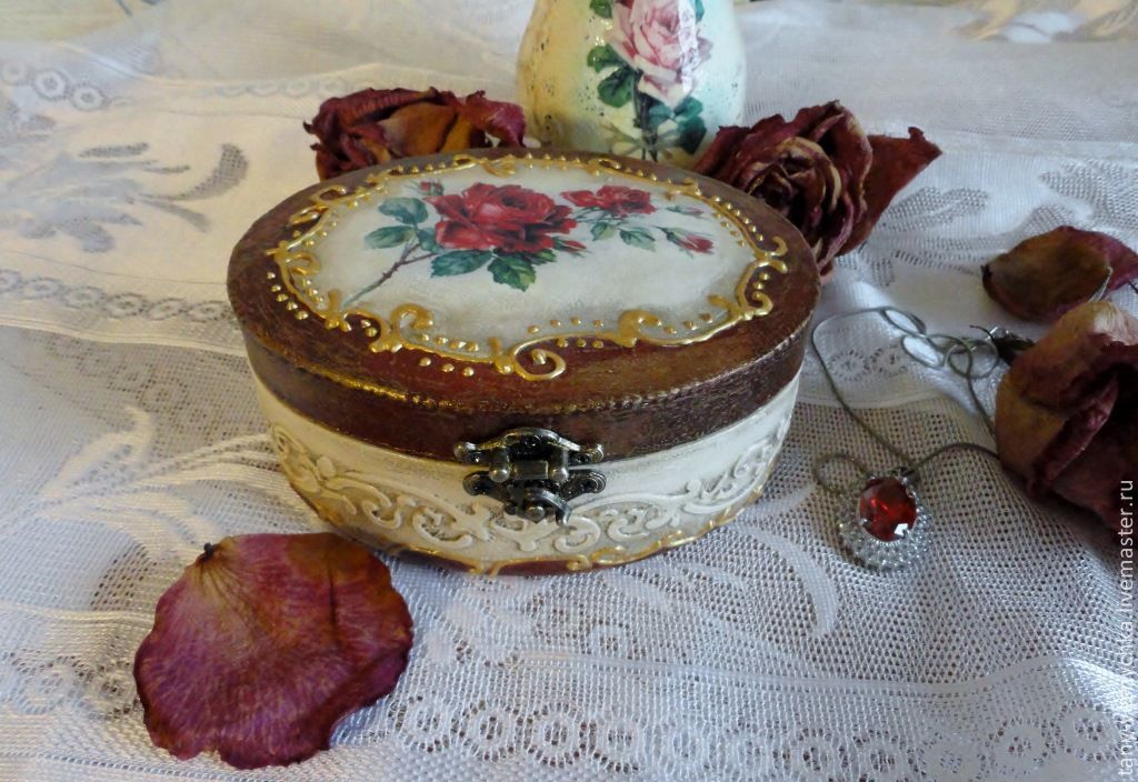 jewelry box rose , decoupage shop online on Livemaster with shipping
