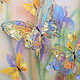 Весна... бабочки...ирисы -картина на шелке объемная, трехслойная. Картины. Светлана Логинова. Ярмарка Мастеров.  Фото №4