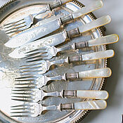Винтаж handmade. Livemaster - original item Antique silver-plated forks and knives with pearl handles England. Handmade.