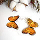 Transparent Resin Earrings from Amber Butterfly Yellow Earrings, Boho Style, Earrings, Taganrog,  Фото №1