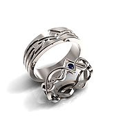 Свадебный салон handmade. Livemaster - original item Pair of wedding rings men`s and women`s silver (Ob33). Handmade.