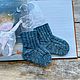 Синие меланжевые носки для малыша. Носки и колготки. Марибель (mari_bell_knit). Интернет-магазин Ярмарка Мастеров.  Фото №2
