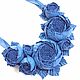Leather choker rose Dance Blue Denim handmade flowers. Necklace. ms. Decorator. My Livemaster. Фото №4