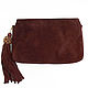 Burgundy suede clutch with brush, Clutches, Novosibirsk,  Фото №1